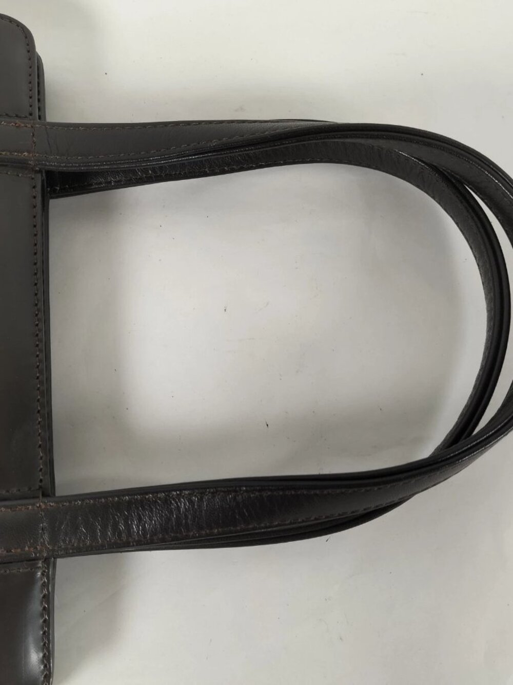 Salvatore Ferragamo Gancini Gold Hardware Double Top Handle Bag Dark Brown - Picture 5 of 10
